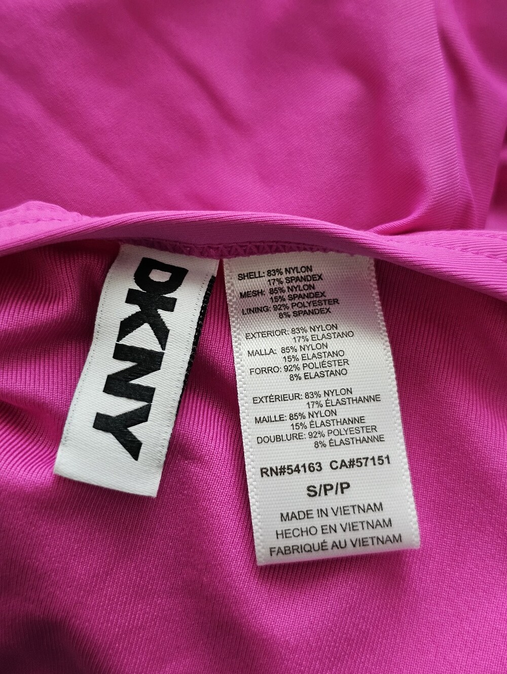DKNY Hot Pink Ruched Twist Front One Piece Swimsuit Criss Cross Straps S - Picture 6 of 7